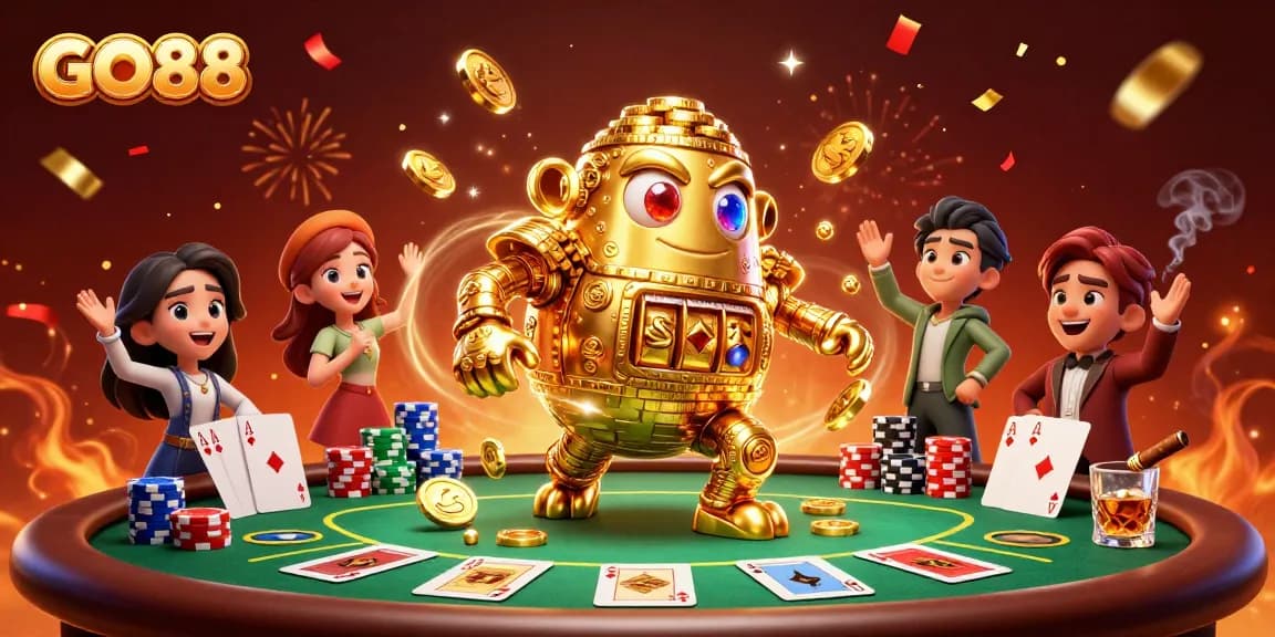 Spin the reels at GO88 with the dynamic golden golem and exciting poker elements.