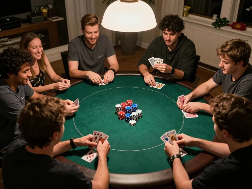 Enjoying an exciting poker night with friends while playing rikvip at home