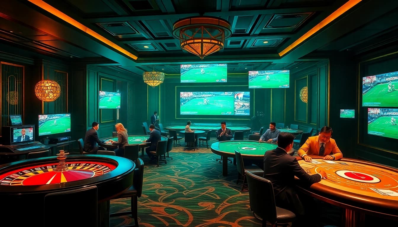 Action-packed sports betting scene for Judi Piala Dunia in an upscale casino