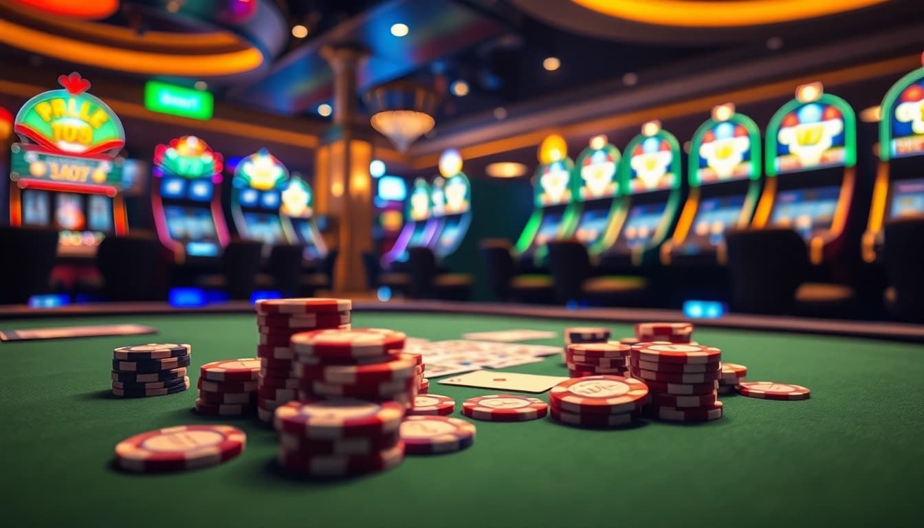 Experience the thrill of AT99娛樂城 with a vibrant casino gaming table full of action.