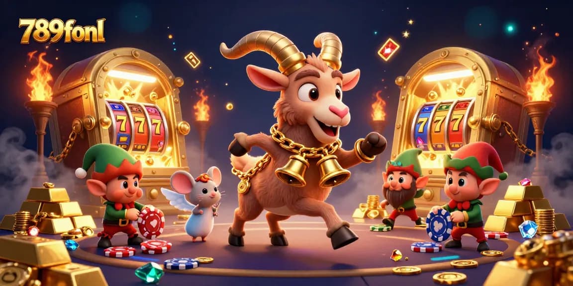 Spin the reels at 789fonl's holiday-horror casino with festive characters in a captivating scene.
