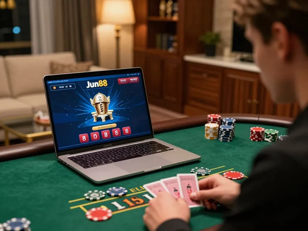 Player enjoying live baccarat at Jun88, showcasing interactive online casino experience.
