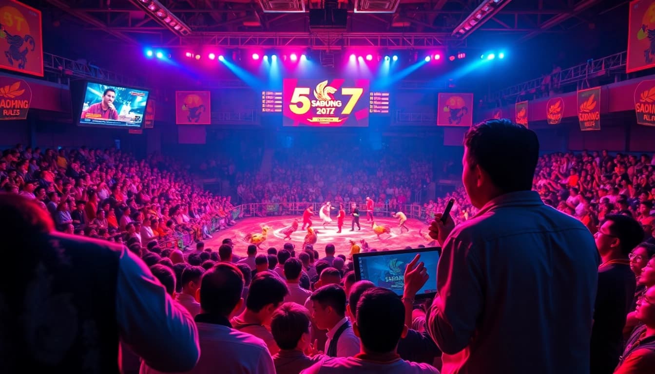 Engaging live cockfighting scene at sabong 67 with vibrant audience excitement.