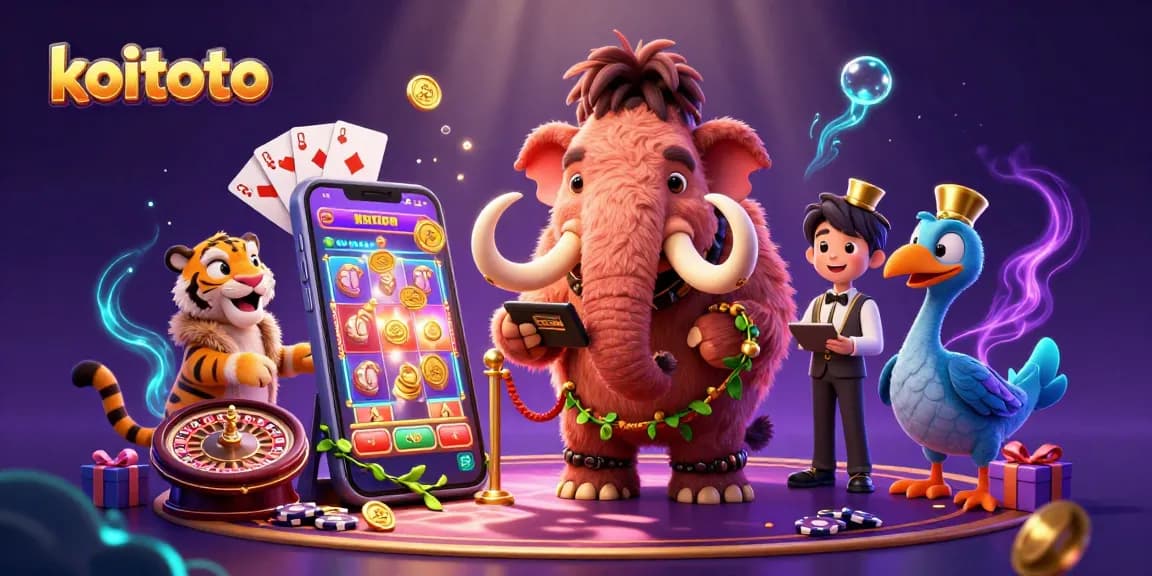 Koitoto showcases vibrant casino fun with a mammoth bouncer and thrilling gaming elements.