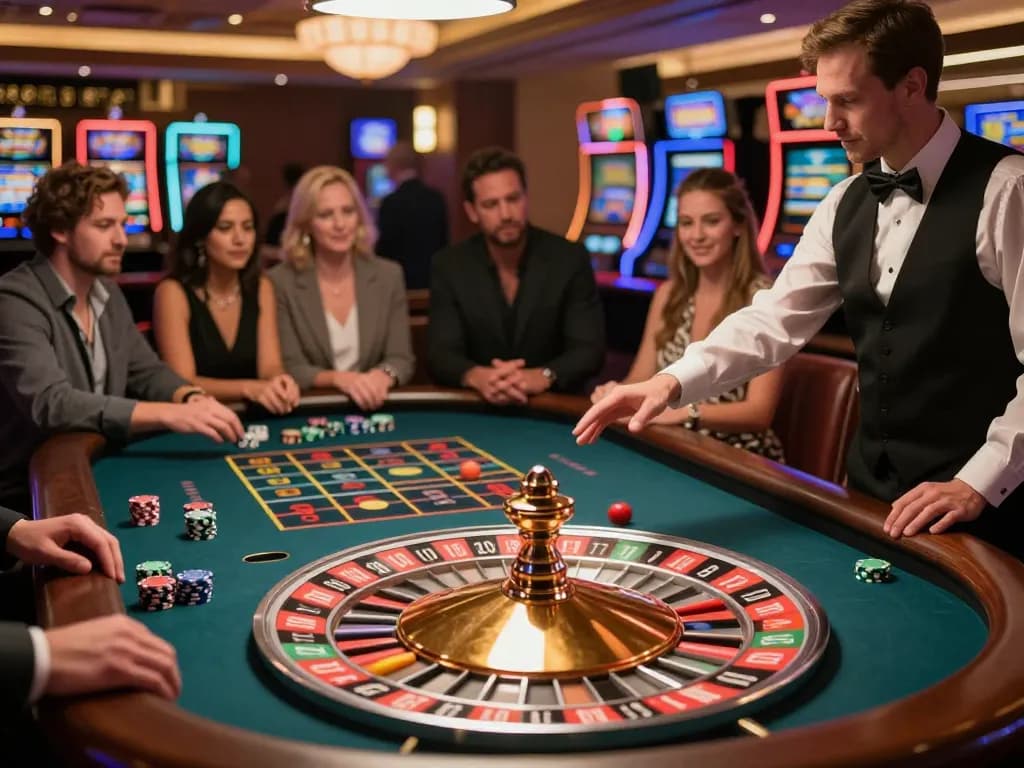 Players engage in roulette at a luxury casino, showcasing the excitement of tx88 betting.
