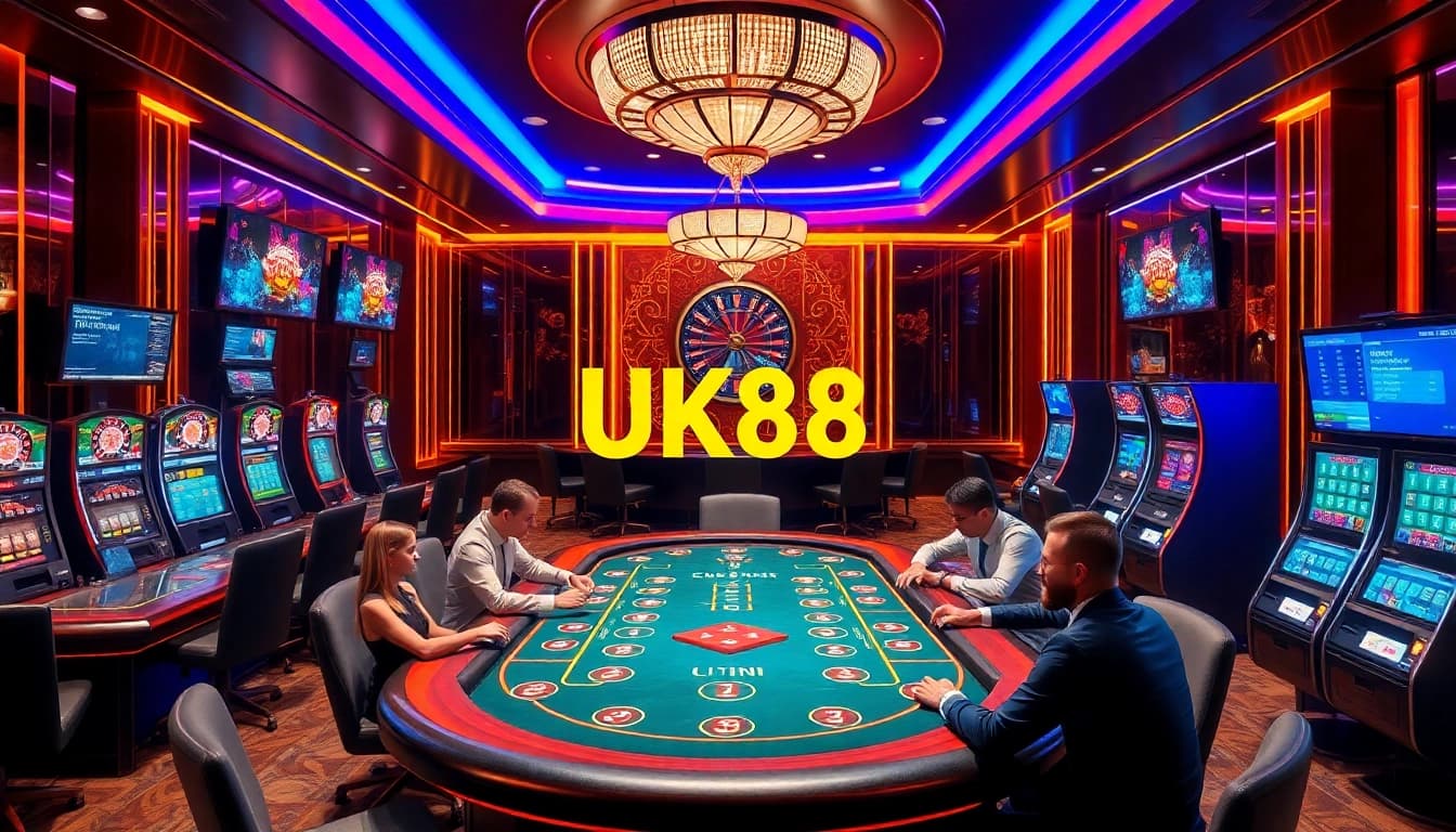 Experience the thrill of UK88 as players engage in high-stakes poker and vibrant gaming.