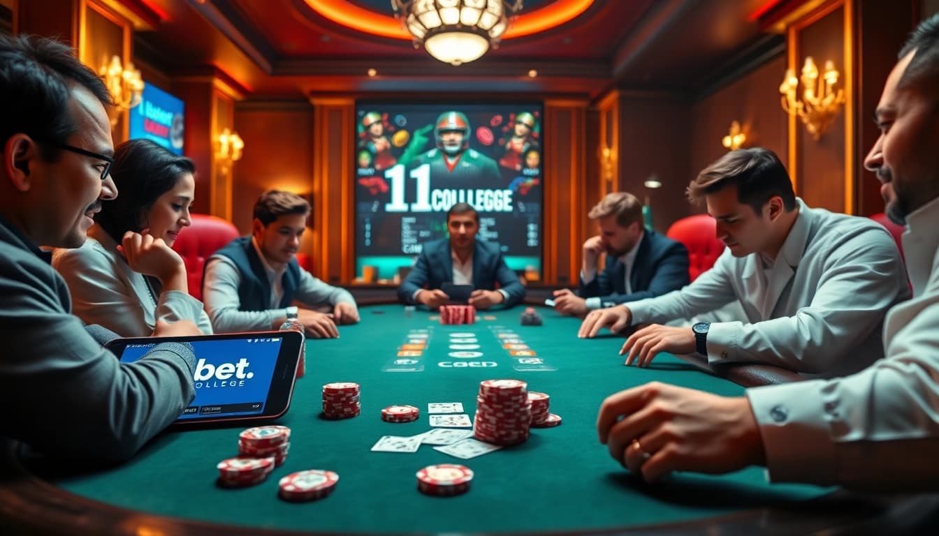 Experience the thrill of betting at 11bet.college with exciting poker gameplay in a luxurious casino.