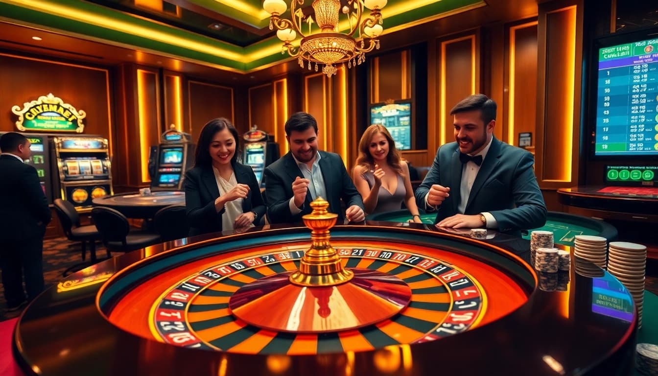 Win big at F168 with an exciting roulette table and engaged players alive with anticipation.