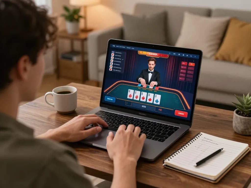 Kuwin user strategizing during an online gaming session with live dealer, enhancing gameplay experience.