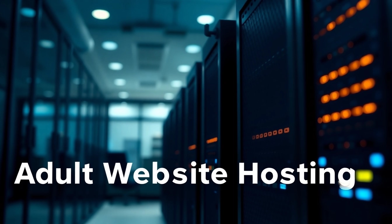 Visual representation of adult website hosting with advanced server technology in a professional setting.