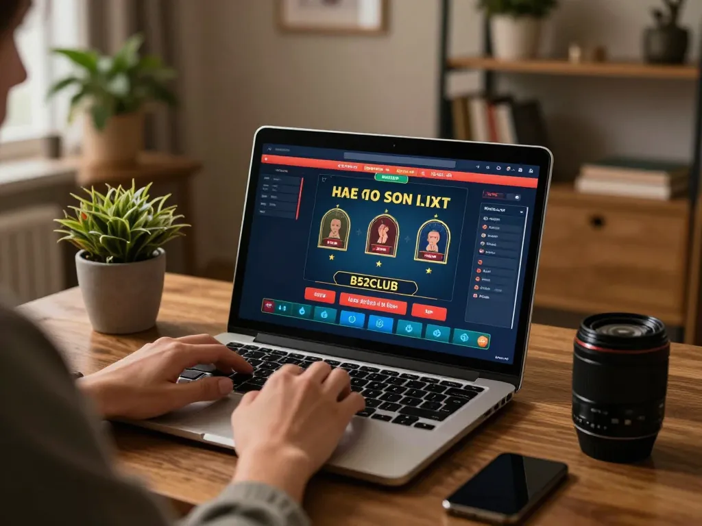 B52CLUB player engaging in live dealer blackjack at home, showcasing an inviting and strategic gameplay environment.