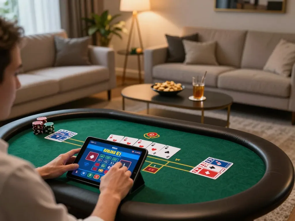 Engaging in poker strategy on tablet at home reveals high-quality tg88 online gambling.