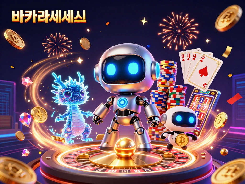 바카라사이트에서 화려한 카지노 게임을 즐기는 3D 일러스트와 함께 수많은 금빛 동전이 비산하고 있습니다.