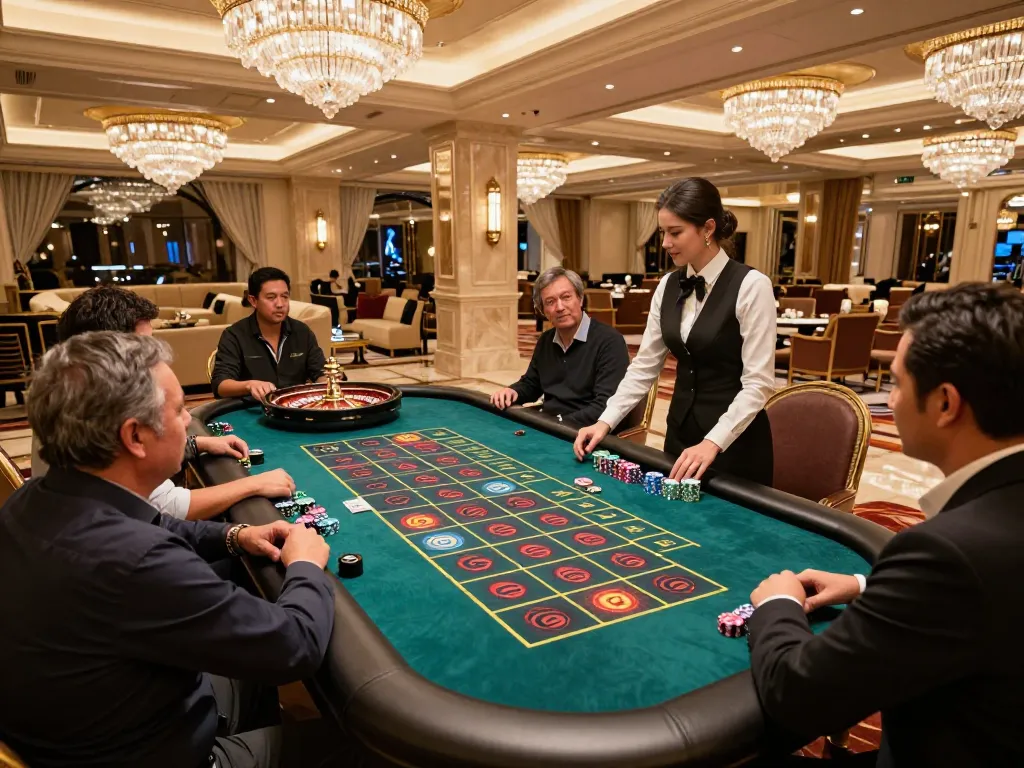 Players engaging in thrilling roulette action at KP88 casino, illustrating excitement and strategic betting.