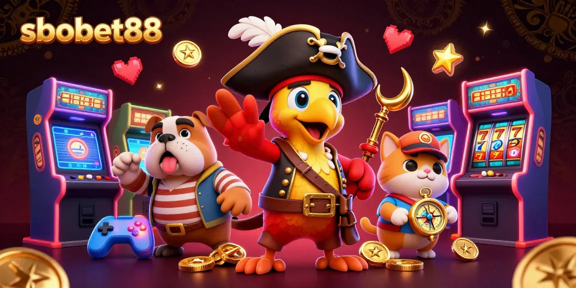 Engage in thrilling betting adventures with sbobet88 featuring colorful casino games and characters.