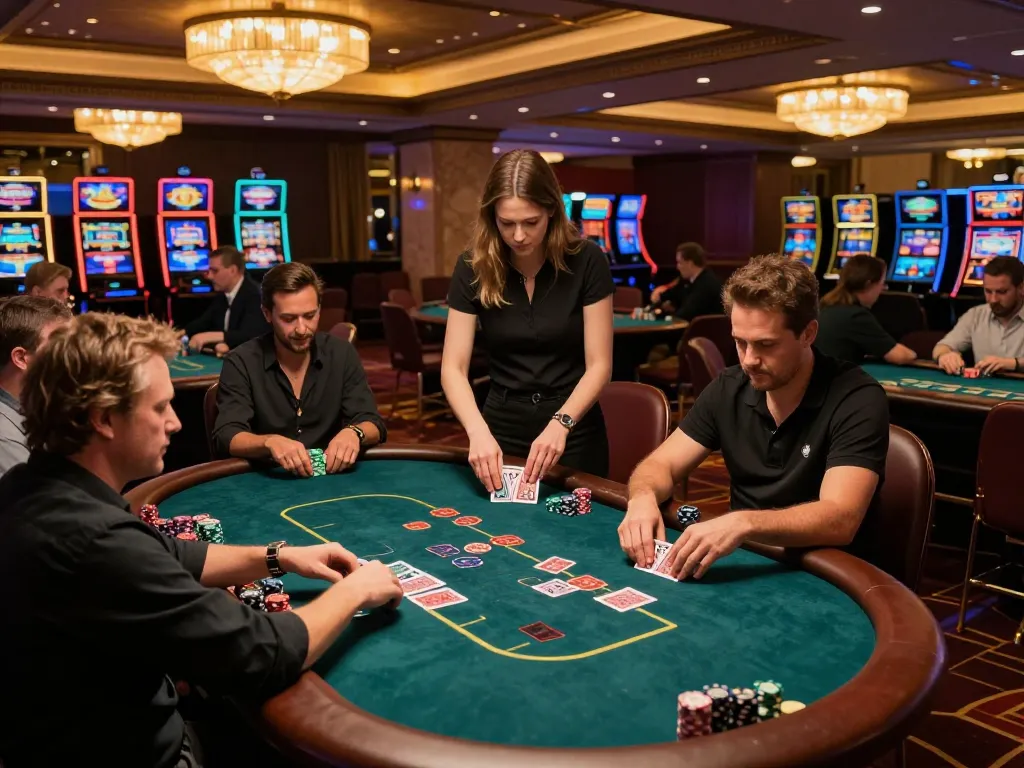 Players strategizing their bets at 78win's exciting casino gaming floor
