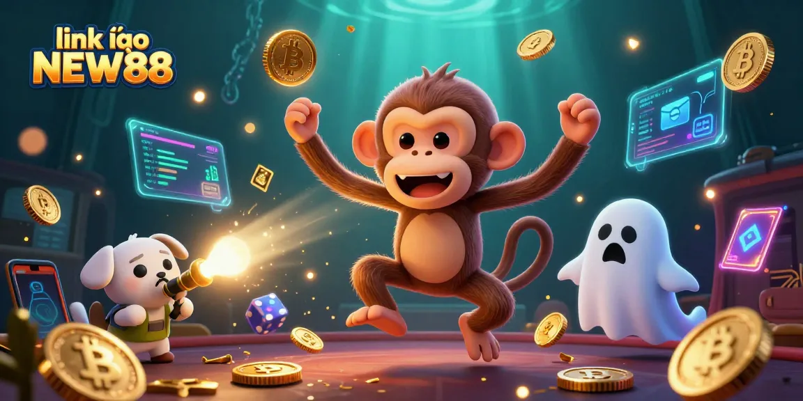 Catch the thrill of link vào NEW88 as a poltergeist monkey juggles treasures in a haunted casino.