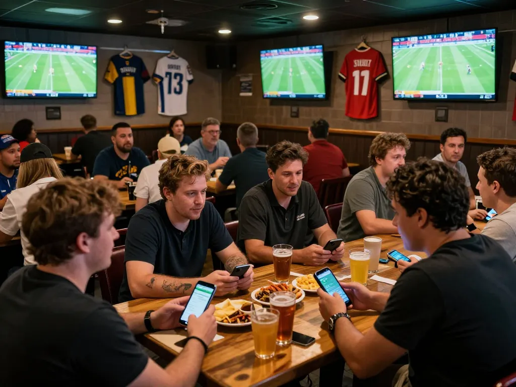 KÈO TRỰC TUYẾN sports betting with fans actively using apps during live matches.