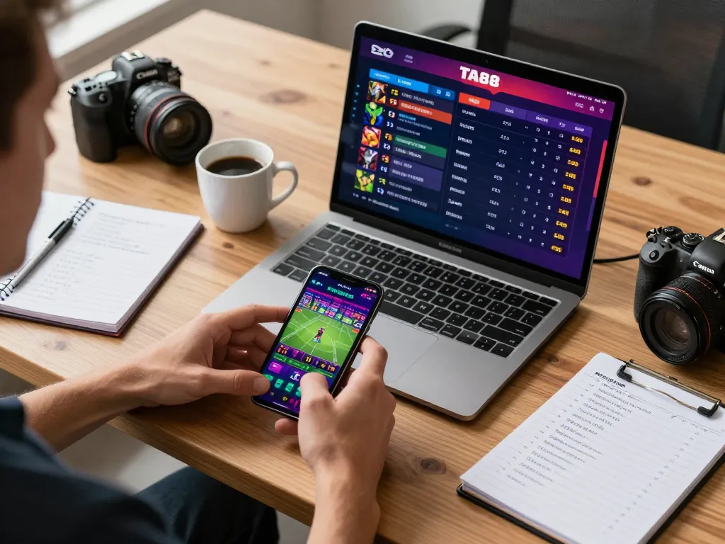 Player engaging with Ta88's online betting app showcasing real-time sports betting actions.