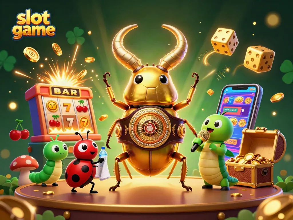 Permainan slot game yang penuh energi dengan simbol jackpot dan karakter menggemaskan di latar belakang.