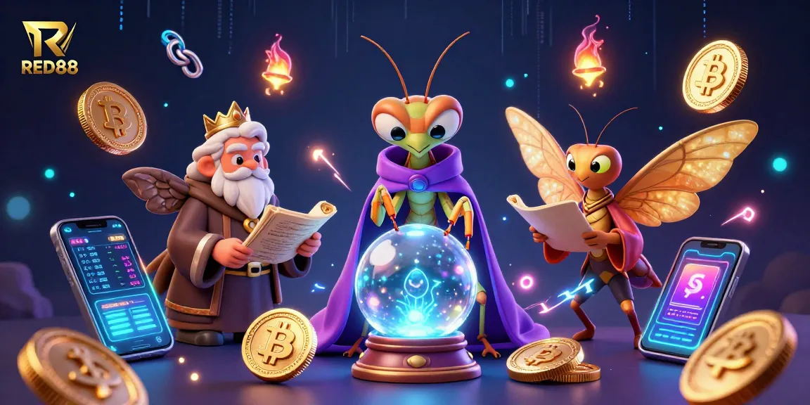 Engage with the dynamic RED88 gaming scene showcasing a mystical fortune teller and NFT elements.