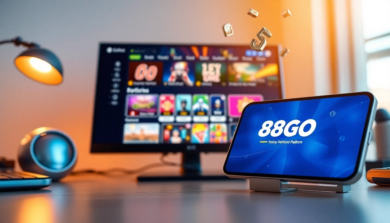 Dynamic interface showcasing 88GO online betting app with vibrant game options.