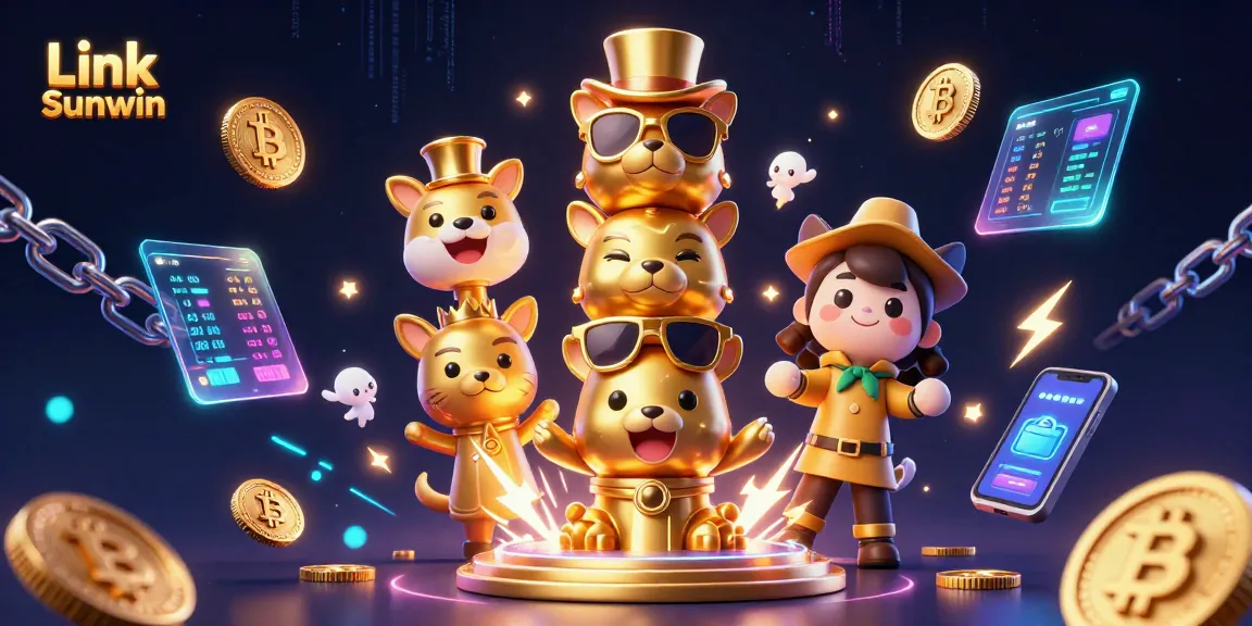 Experience thrilling gaming action with Link Sunwin in a vibrant 3D casino scene.