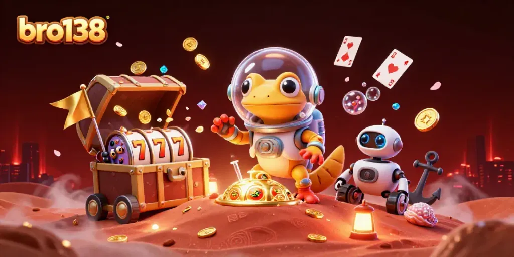 Experience the thrilling world of bro138 with a Martian gecko in a casino adventure.
