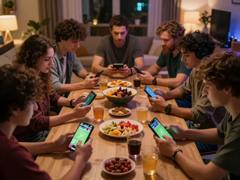 Aksi taruhan langsung SBOBET88 selama malam permainan santai dengan teman-teman yang menikmati perjudian mobile