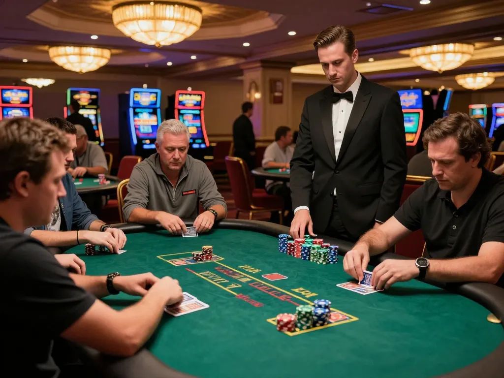 High-stakes poker players at go99 casino analyzing their cards during an exciting tournament.