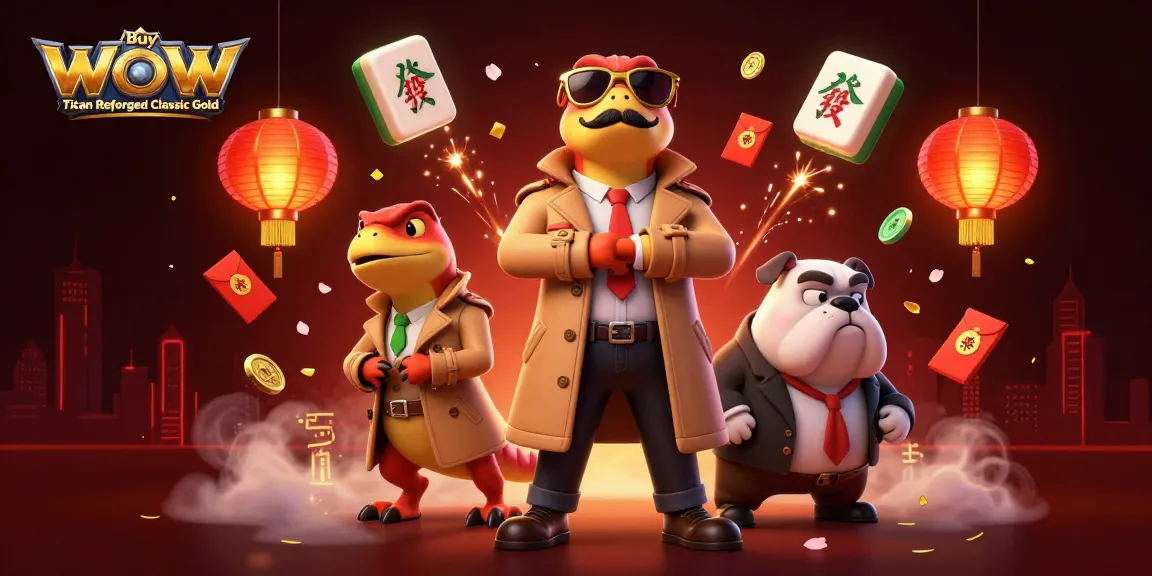 Buy WoW Titan Reforged Classic Gold with cartoon raptors in a casino scene.