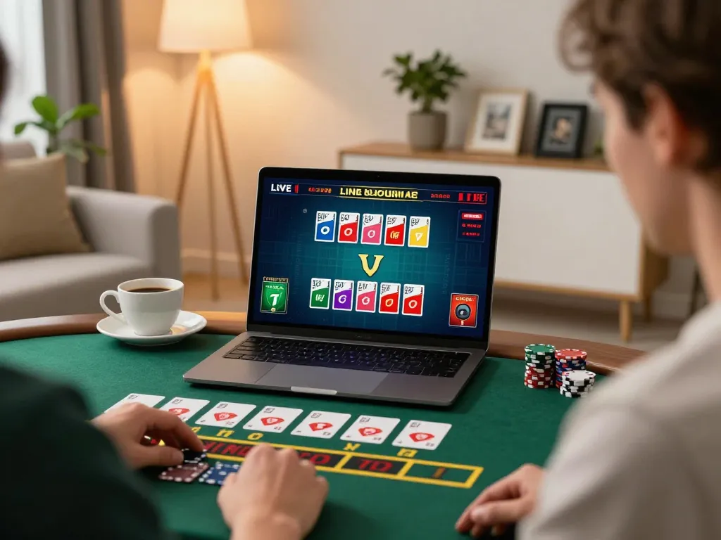 Player enjoying live dealer blackjack on 789win, blending home comfort and strategic gaming