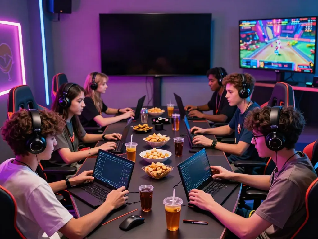 Group playing ORION88 mobile games in a vibrant gaming environment