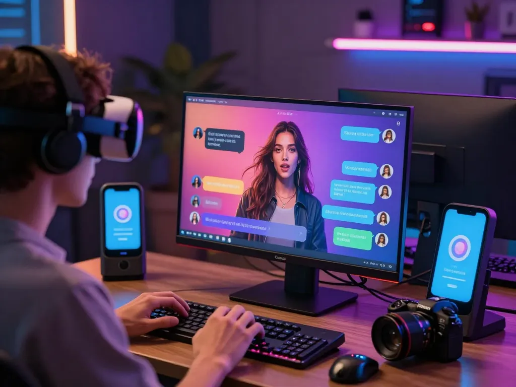 Engaging in a porn ai chat with an interactive AI chatbot in a modern digital setting showcasing innovative adult entertainment technology.