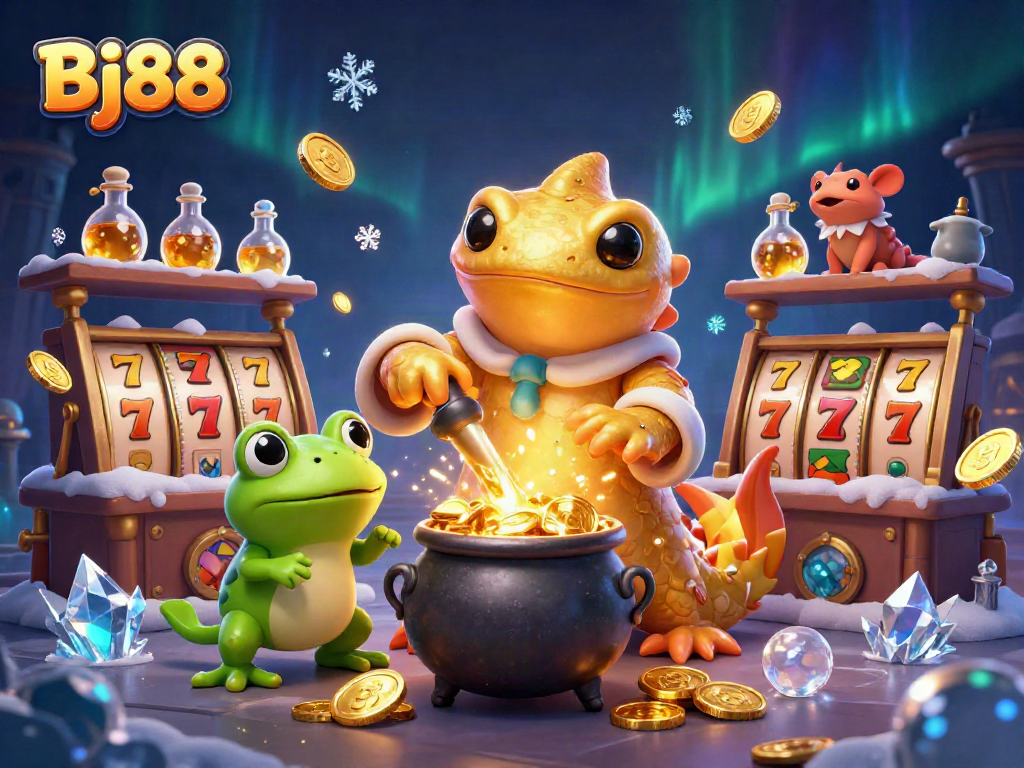 Experience Bj88's magical slot adventure with golden coins and vibrant gameplay elements.