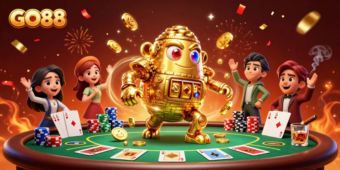 Spin the reels at GO88 with the dynamic golden golem and exciting poker elements.