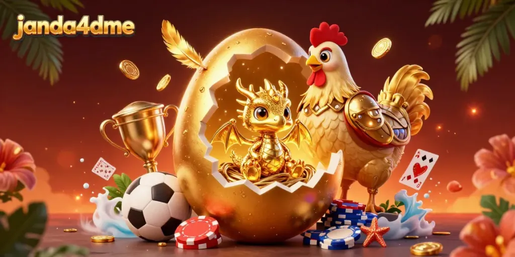 Mengamati janda4dme saat naga emas baru muncul dari telur raksasa di tengah chip poker dan elemen taruhan olahraga lainnya.