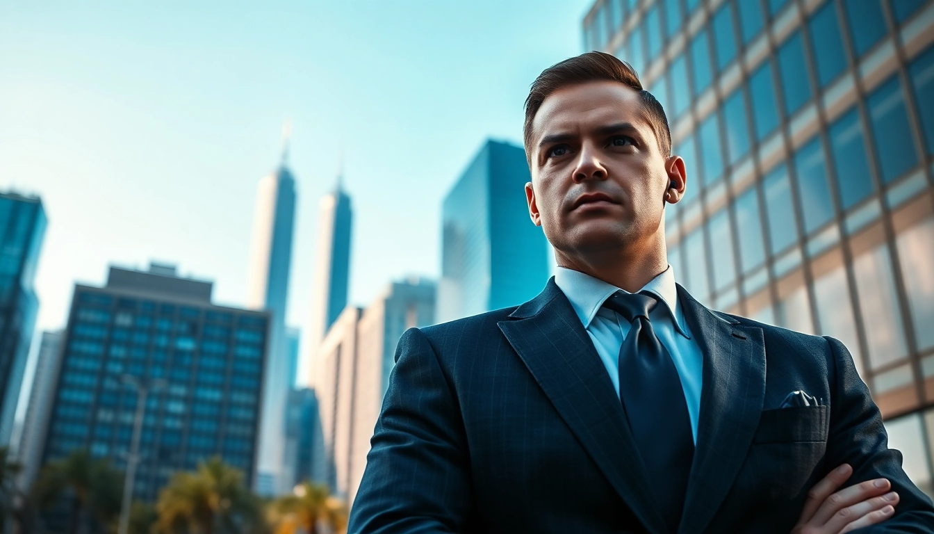 Professional Body Guard Program - A focused bodyguard standing confidently in an urban setting, highlighting security skills.