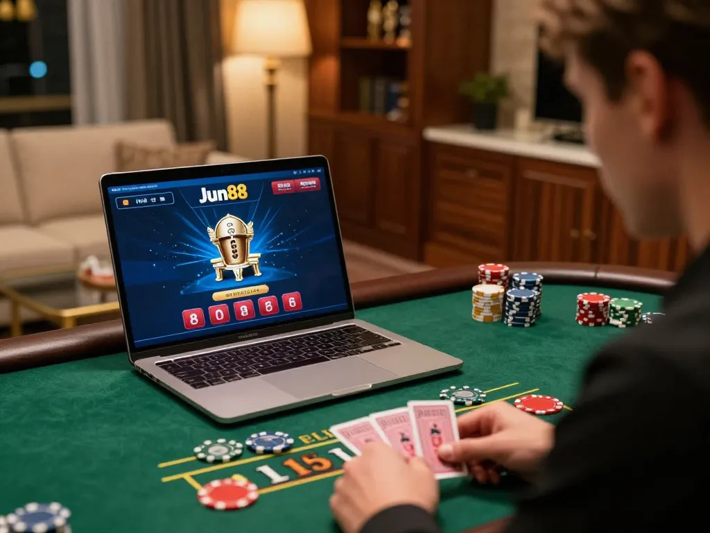 Player enjoying live baccarat at Jun88, showcasing interactive online casino experience.