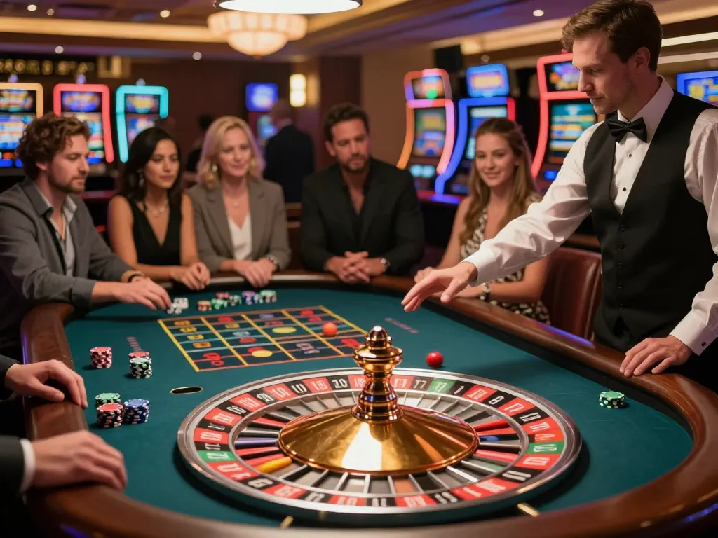 Players engage in roulette at a luxury casino, showcasing the excitement of tx88 betting.