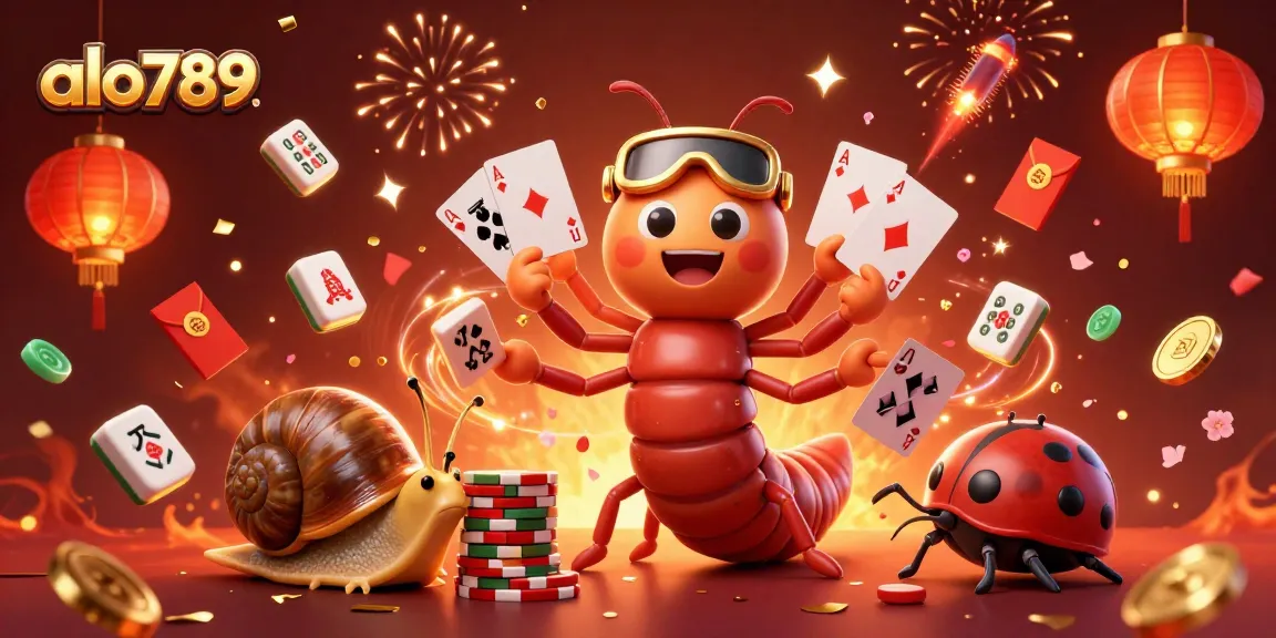 Engage with alo789's thrilling casino scene featuring a colorful dealer, high-roller snail, and an excited pill bug.