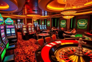 SODO CASINO vibrant casino floor featuring slot machines and dealer tables.