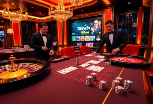 Exciting gameplay with 789win casino chips and a roulette wheel in a luxurious setting.