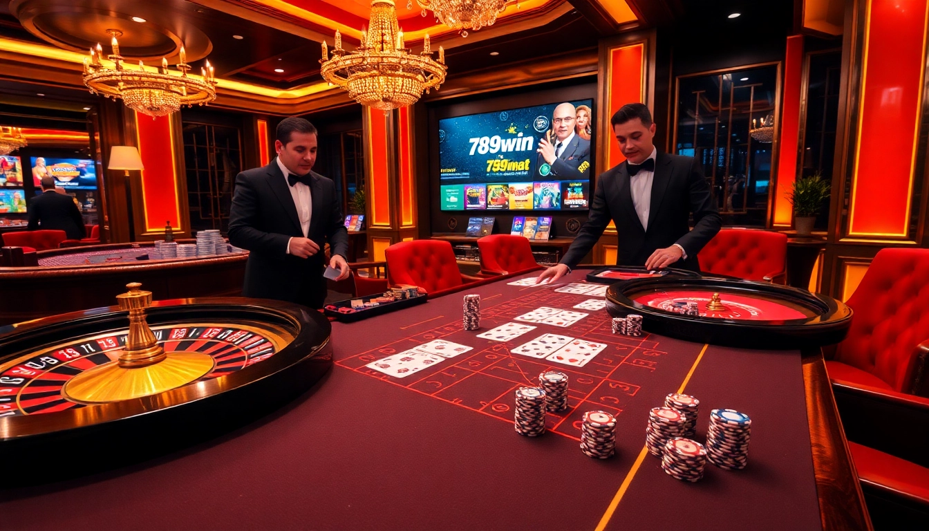 Exciting gameplay with 789win casino chips and a roulette wheel in a luxurious setting.