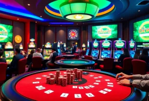 Experience the thrill of gaming at https://okwinbiz.com/ with players enjoying blackjack and engaging visuals.