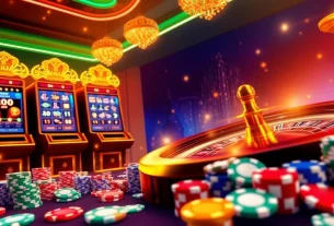 Experience thrilling gameplay at vn88 with vibrant casino visuals showcasing slots, roulette, and poker excitement.