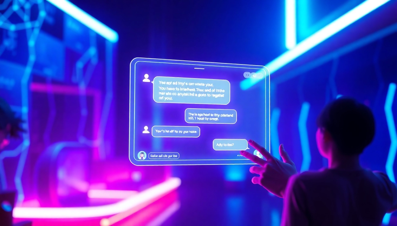AI chat porn interaction in a vibrant digital landscape featuring a modern chatbot interface.