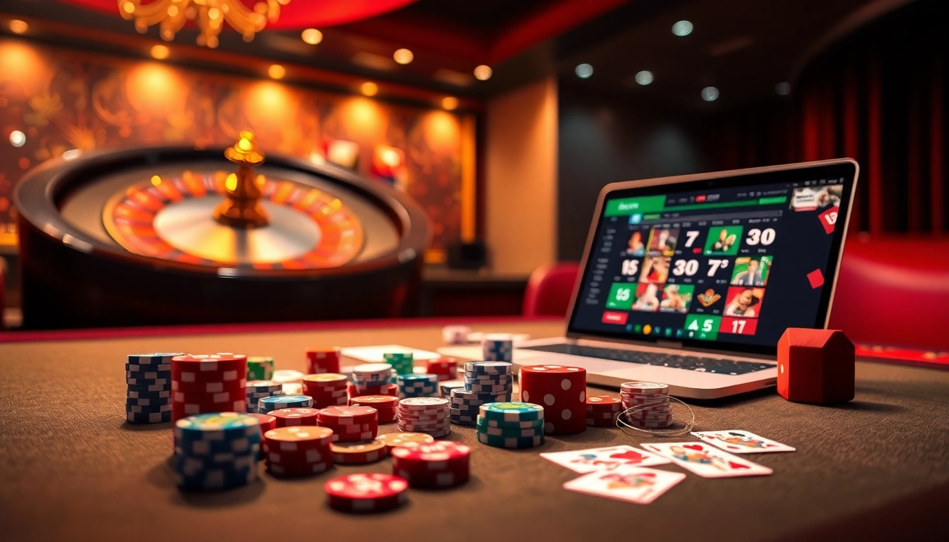 Experience the thrill of 789win with a vibrant casino scene of poker and roulette.