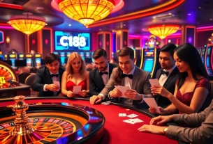 Experience high-stakes gaming at C168 with vibrant casino visuals featuring roulette and poker.
