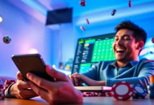 Engaging scene of users enjoying Ho88 online betting on smartphone and laptop.